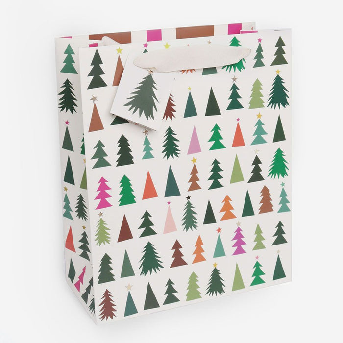 Caroline Gardner Colourful Trees Cream Gift Bag - Large