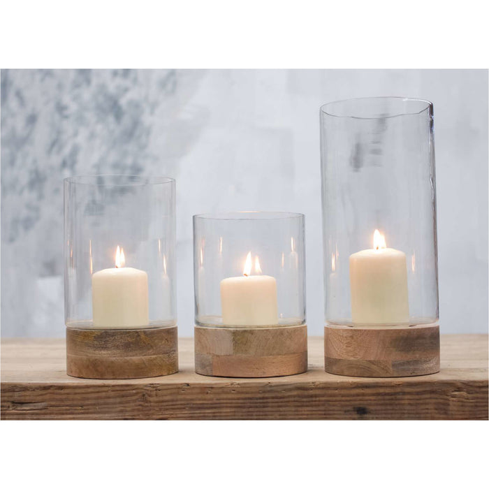 Idha Mango Wood Straight Hurricane Lantern