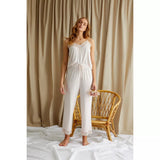 Bamboo Lace Cami Cropped Trouser PJ Set in Powder Puff