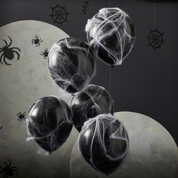 Spiders and Cobwebs Halloween Balloons (Pack of 5)