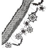 Halloween Backdrop with Hanging Spiders, Bats and Cobwebs