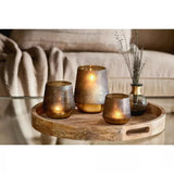 Dera Etched Glass Tealight Holder - Gold