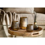 Dera Etched Glass Tealight Holder - Gold