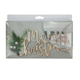 Wooden 'Merry Christmas' Decorations - Set of 4