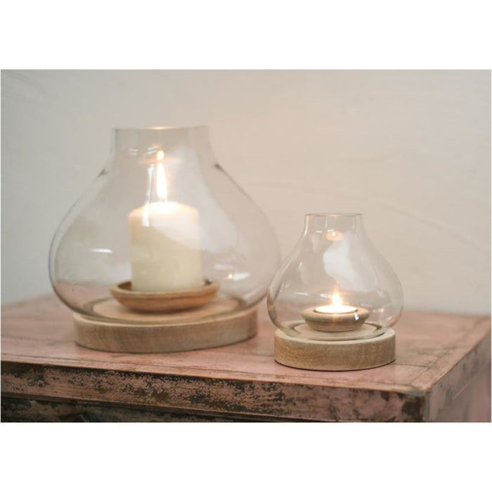 Naryla Mango Wood Hurricane Lantern