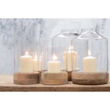 Idha Mango Wood Straight Hurricane Lantern