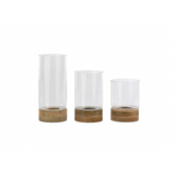 Idha Mango Wood Straight Hurricane Lantern