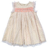 Hand Smocked Polka Dots Net Dress