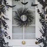 Black Twig Halloween Wreath with Bats