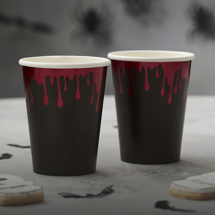 Spooky Blood Drip Paper Halloween Cups (Pack 8)